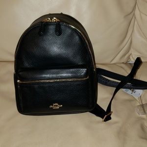 Coach NWT Black Mini Charlie Leather Backpack